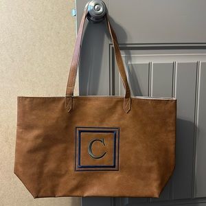 NEW Thirty-One Modern Tote Bag Caramel Distressed Pebble